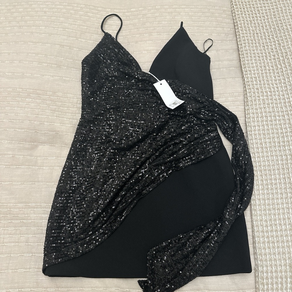 Rebecca Vallance Black Sequin Mini Dress